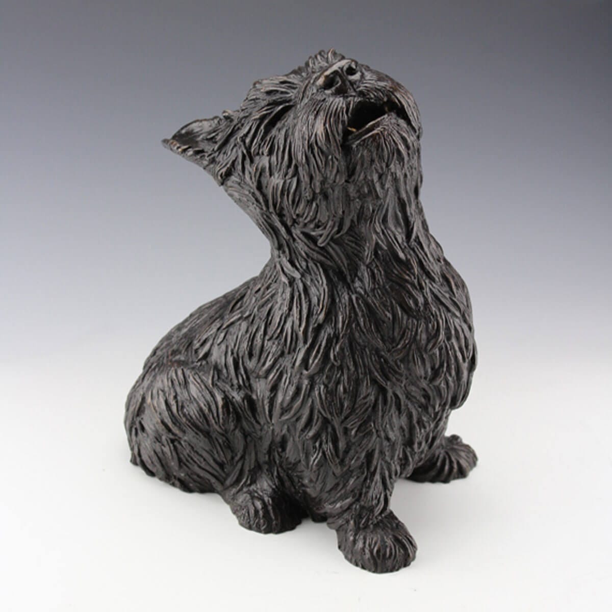 Scottie bronze dog sculpture by Mark Dziewior at 7 Mile Creek Studio.