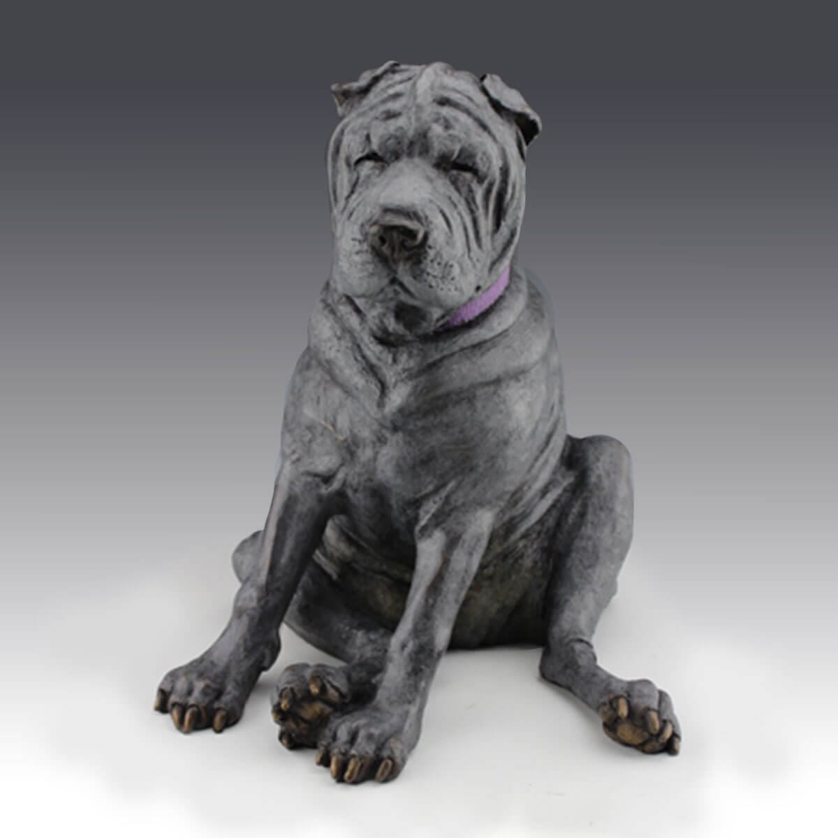 Shar Pei bronze dog sculpture by Mark Dziewior at 7 Mile Creek Studio.